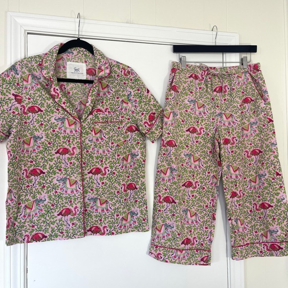 Printfresh Women's Organic Cotton Flamenco Pajama Short Sleeve SET Size Small - Picture 2 of 13
